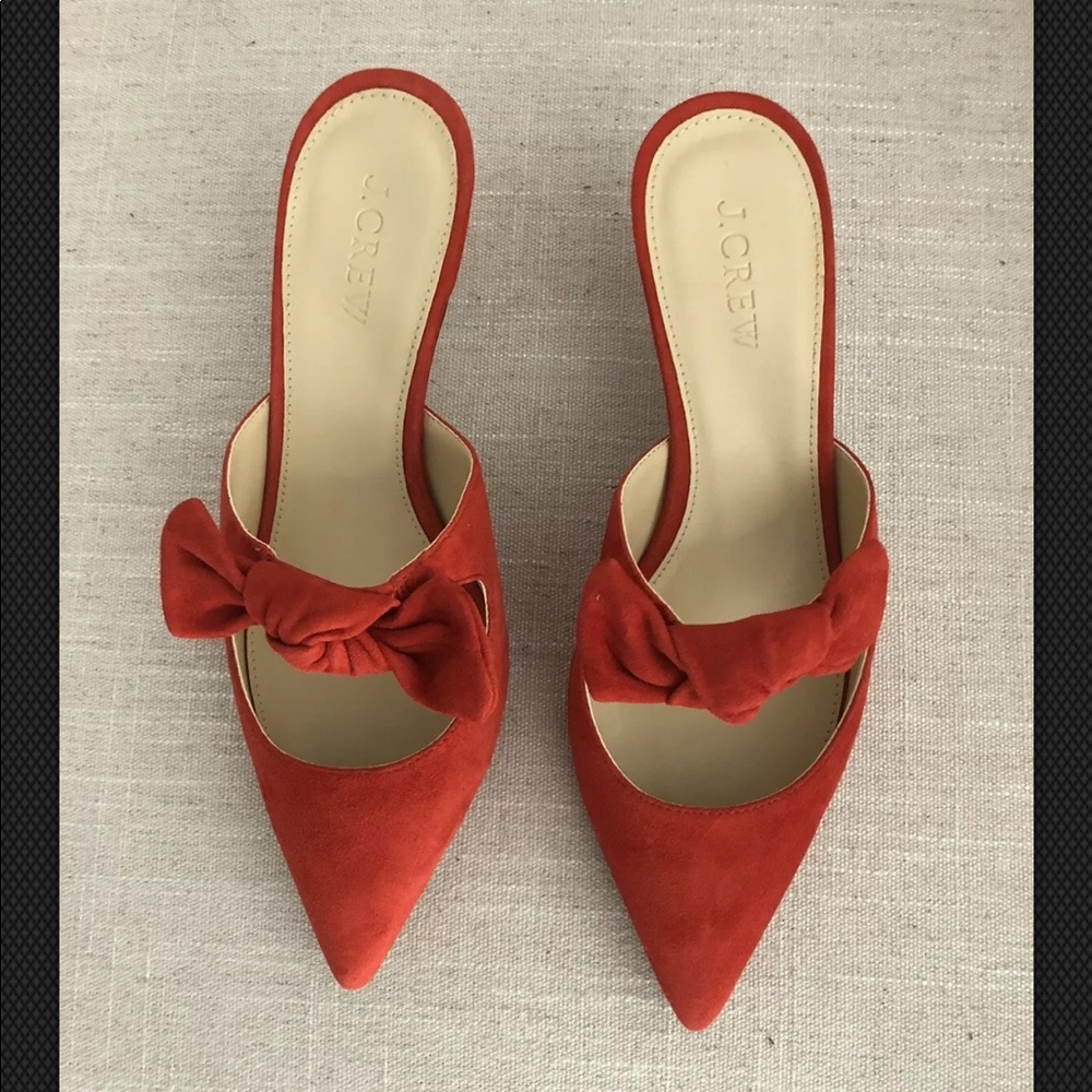 NWB J Crew Sophia Mules In Red Suede